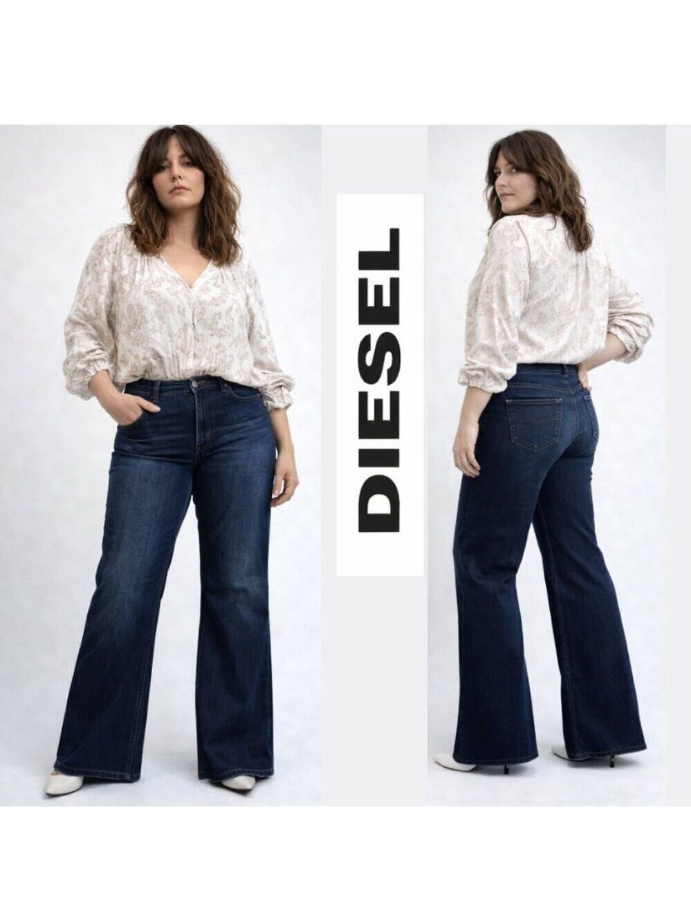Diesel Sandy-B Flare Jeans Mid Rise Stretch Dark Blue Wash Bootcut Denim 30